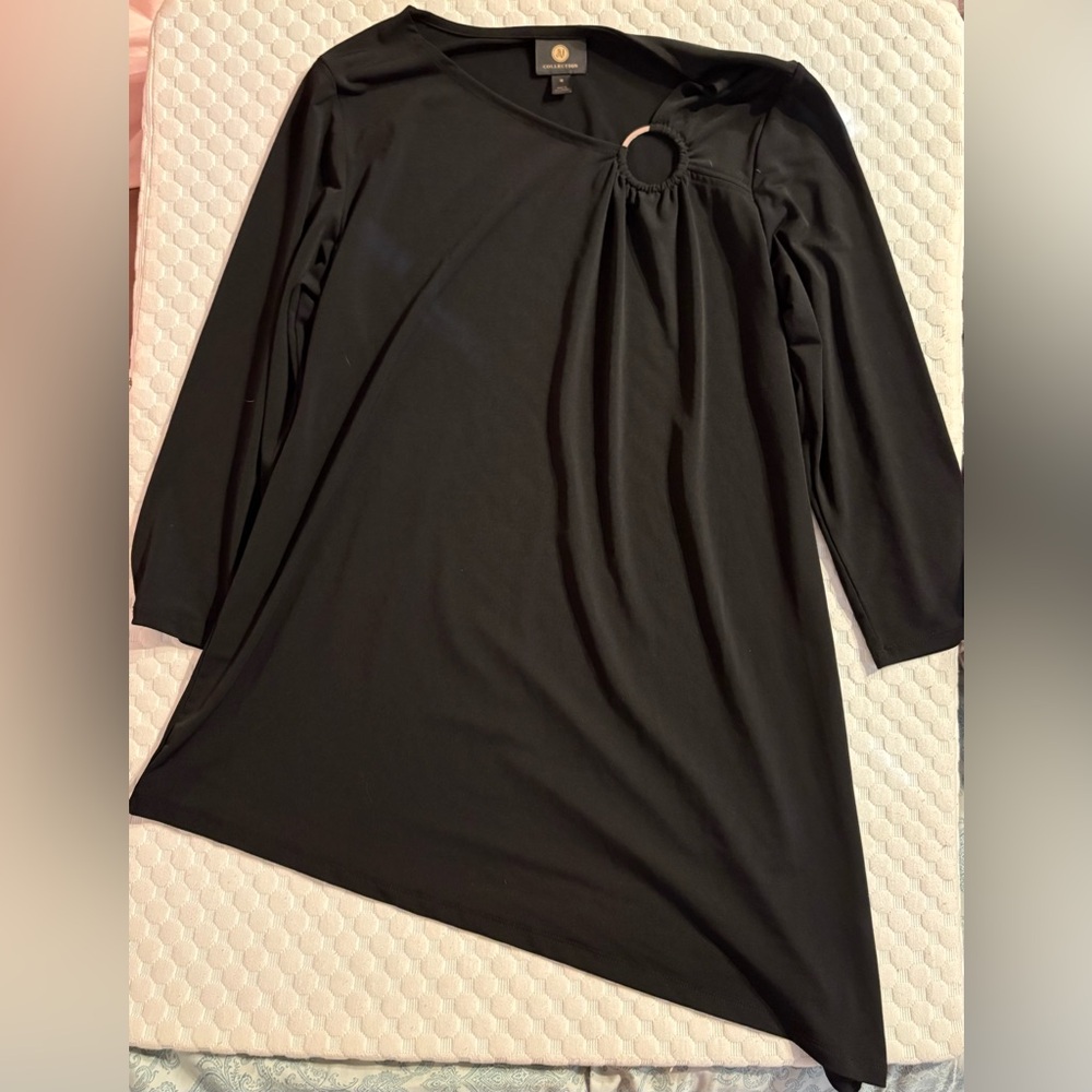 JM Collection Charcoal Dress with Metal Accent